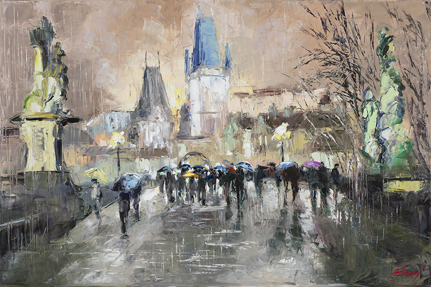 Elena Bond - Charles Bridge Prague-24 x 36 - Painting on Canvas